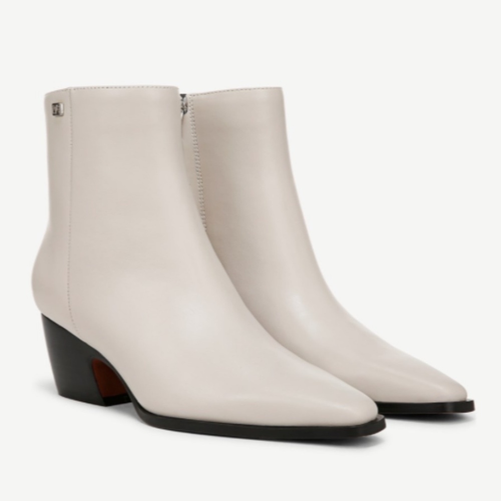Franco Sarto Vivian Bootie In Chalk White Leather